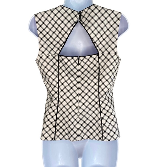 White House Black Market Black and White Plaid Back Cut Out Corset Tank Top - Picture 3 of 10